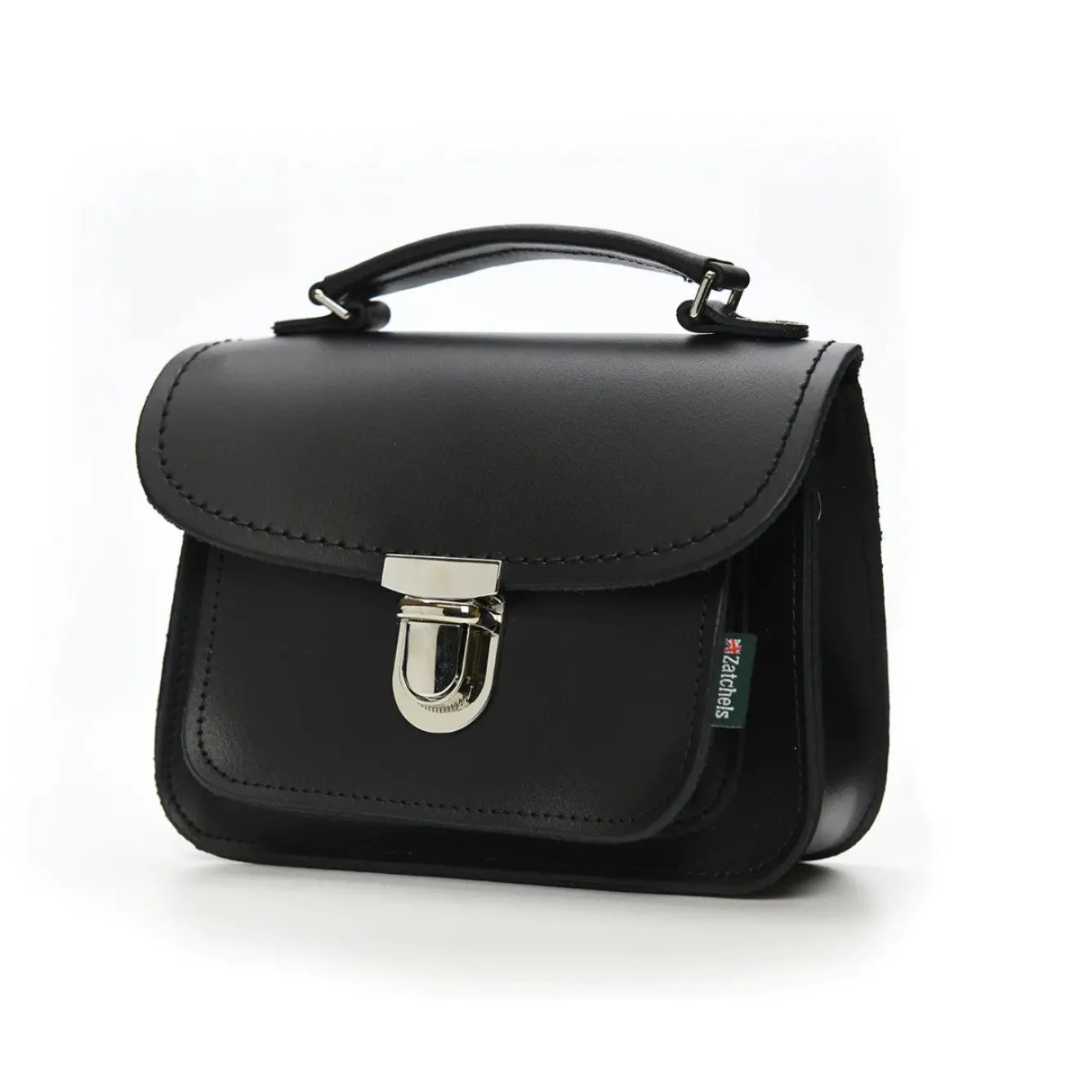 Zatchels Handmade Leather Luna Black Small Handbag- Bags