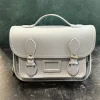 Zatchels Handmade Leather Midi Satchel - Ghost Grey- Bags