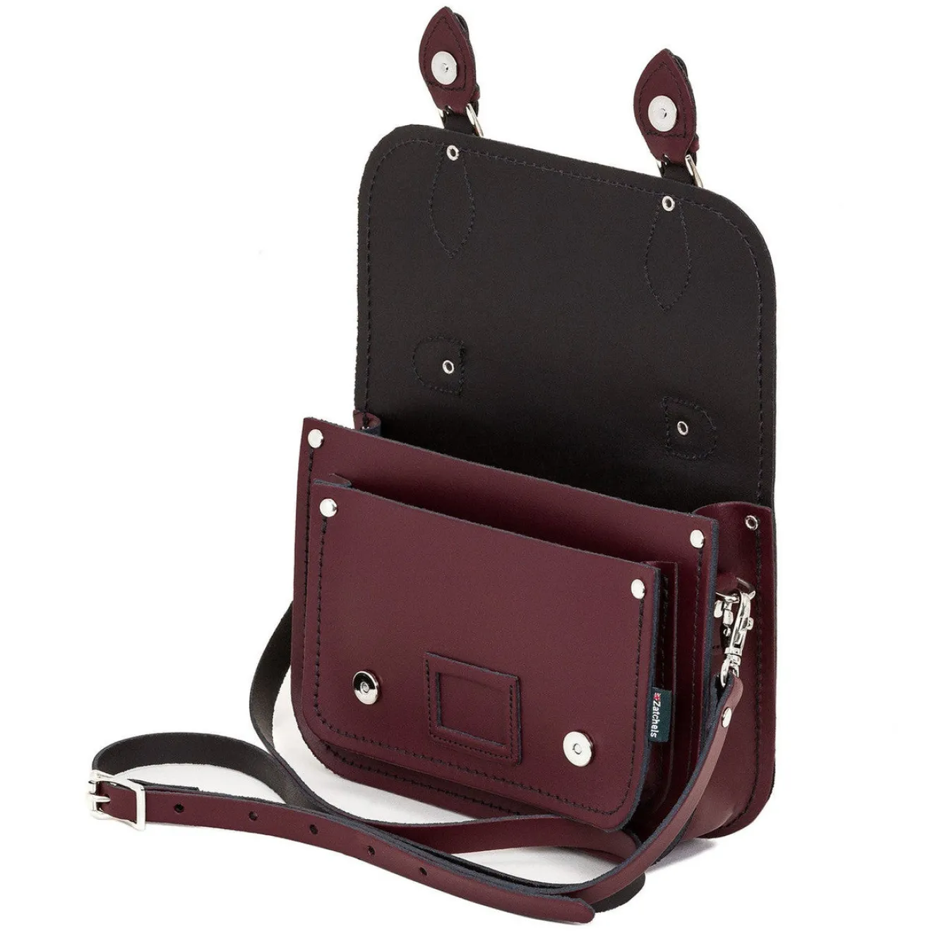 Zatchels Handmade Leather Midi Satchel - Marsala Red- Bags