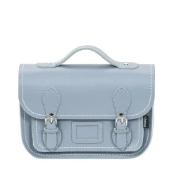 Zatchels Handmade Leather Midi Satchel - Lilac Grey- Bags