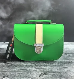 Zatchels Handmade Leather Olympia Bag - Classic Green & Cream- Bags