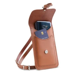 Zatchels Handmade Leather Phone Pouch - Chestnut Brown- Bags