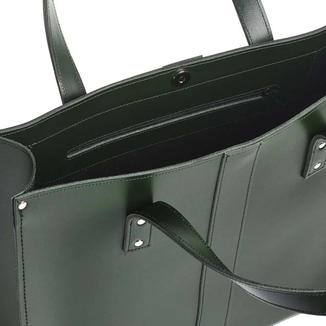Zatchels Handmade Leather Shopper - Ivy Green- Bags