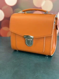 Zatchels Handmade Leather Sugarcube Plus Handbag - Burnt Orange- Bags