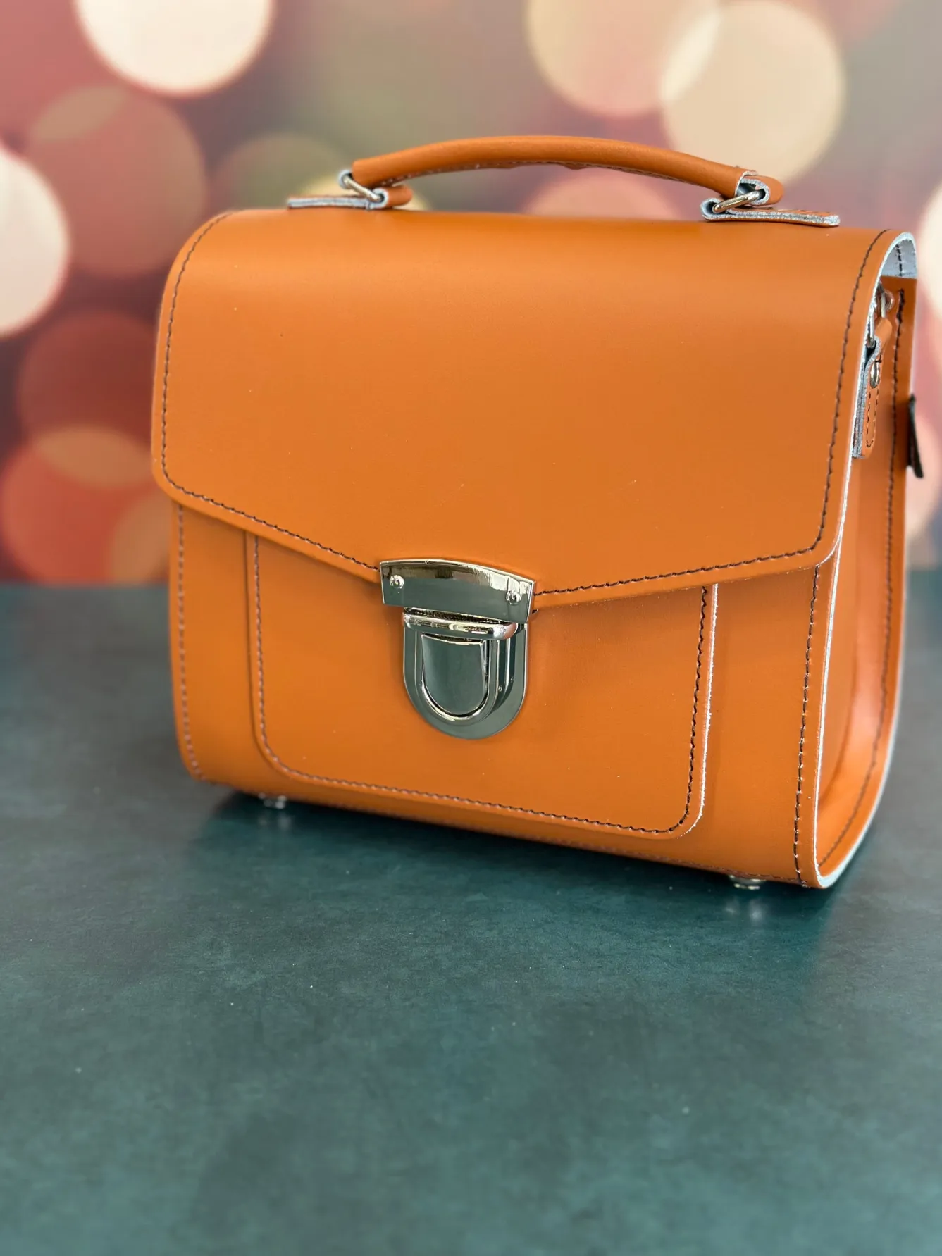Zatchels Handmade Leather Sugarcube Plus Handbag - Burnt Orange- Bags