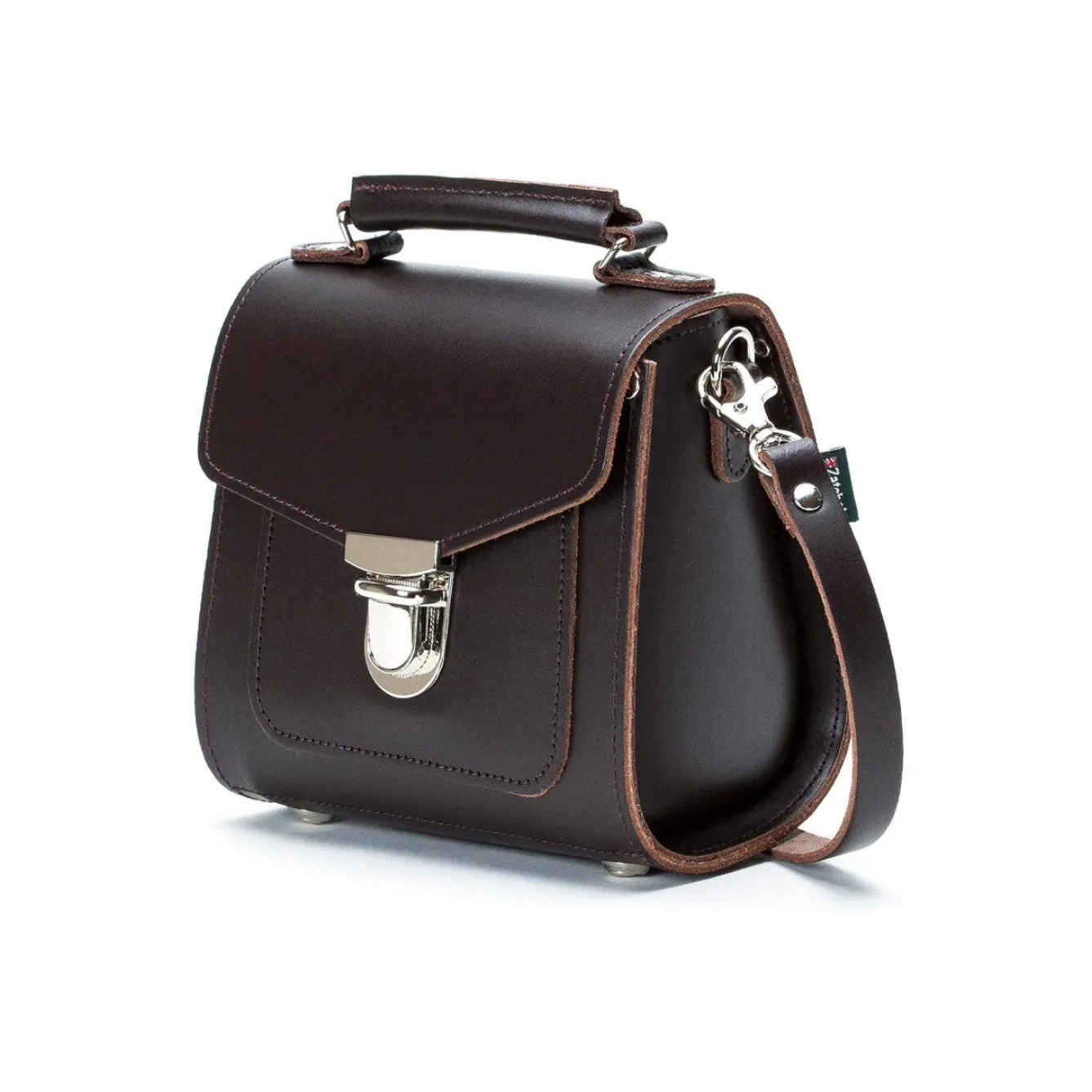 Zatchels Handmade Leather Sugarcube Dark Brown Small Handbag- Bags
