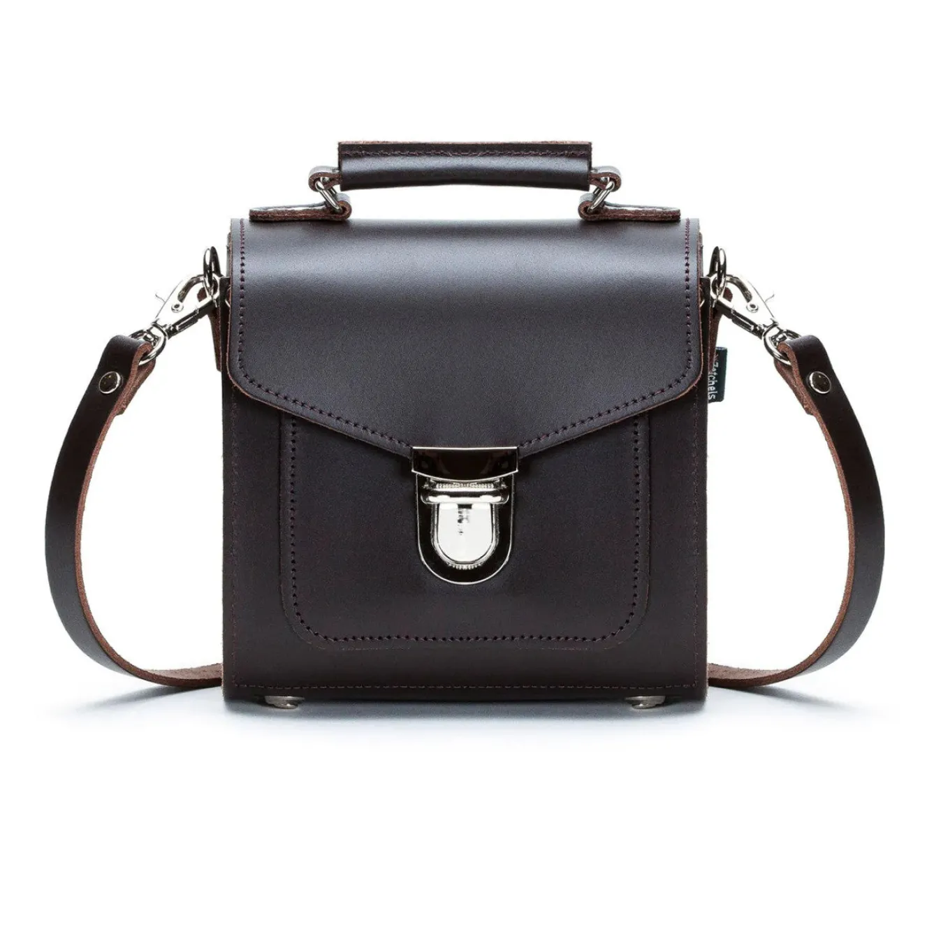 Zatchels Handmade Leather Sugarcube Dark Brown Small Handbag- Bags