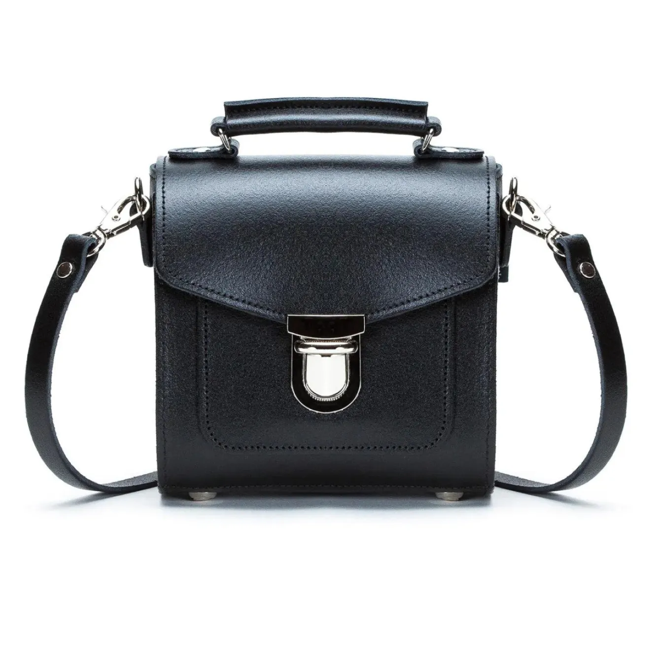 Zatchels Handmade Leather Sugarcube Plus Handbag - Black- Bags