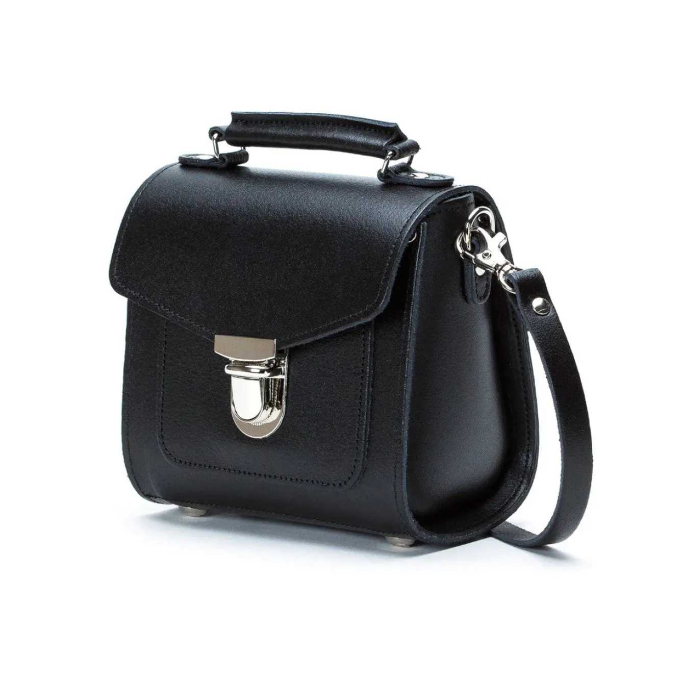 Zatchels Handmade Leather Sugarcube Plus Handbag - Black- Bags