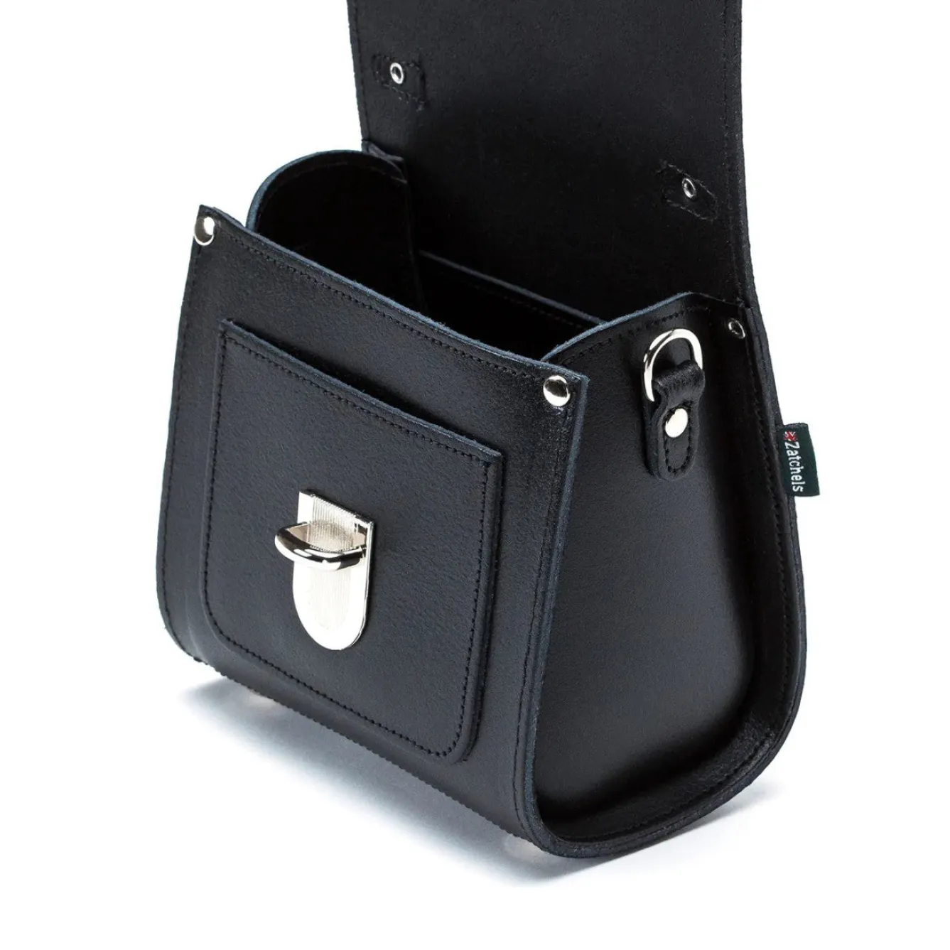 Zatchels Handmade Leather Sugarcube Plus Handbag - Black- Bags