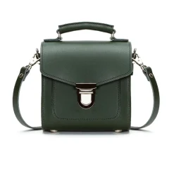 Zatchels Handmade Leather Sugarcube Plus Handbag - Ivy Green- Bags