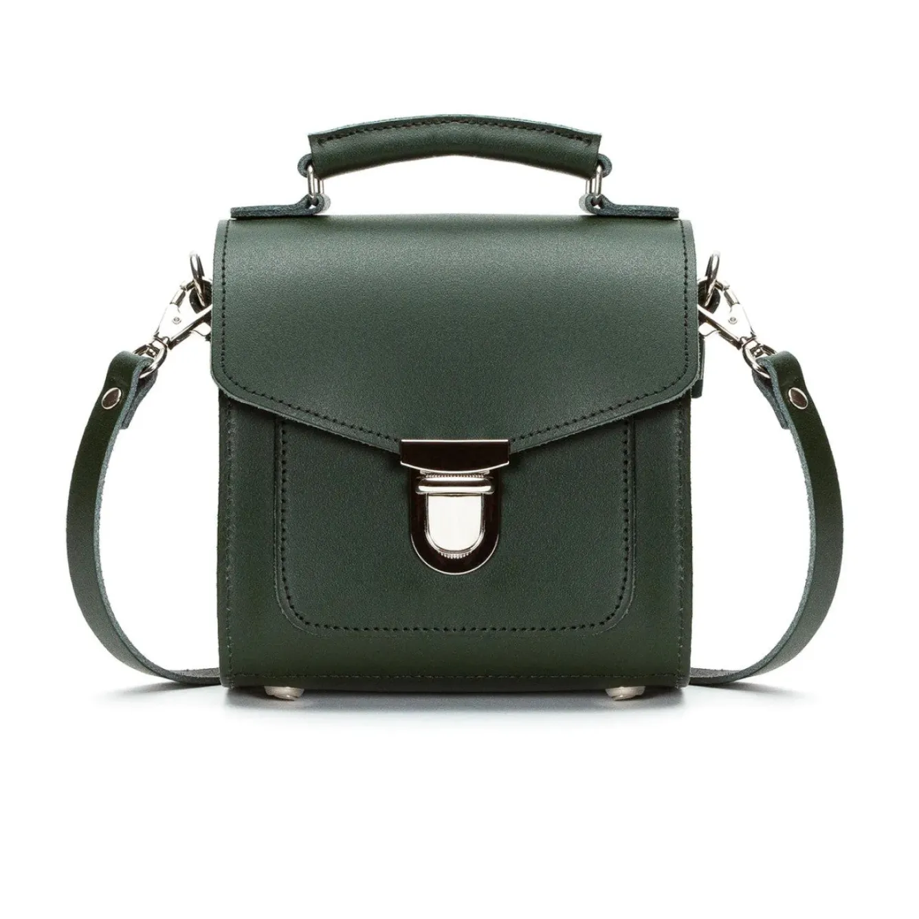 Zatchels Handmade Leather Sugarcube Plus Handbag - Ivy Green- Bags