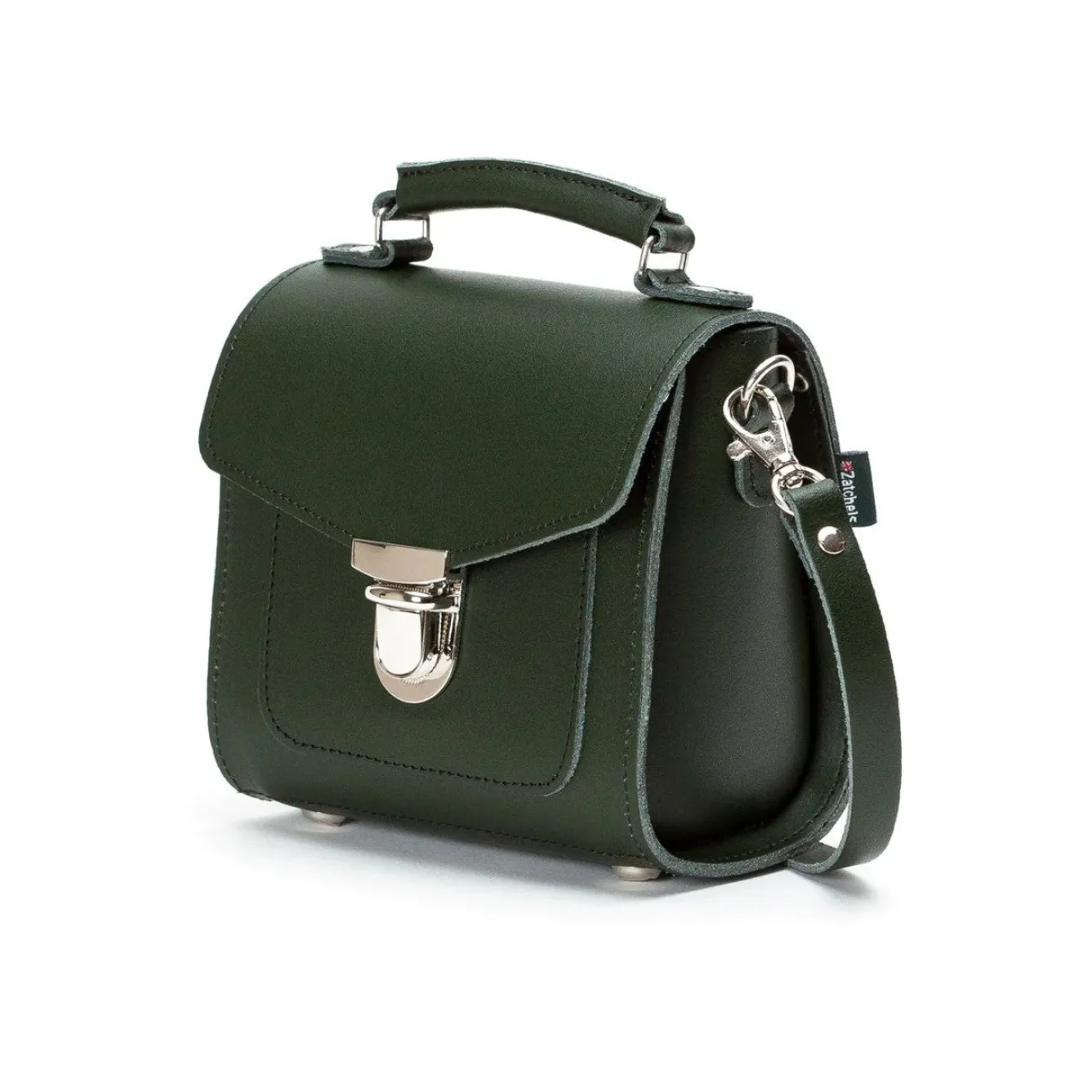 Zatchels Handmade Leather Sugarcube Plus Handbag - Ivy Green- Bags