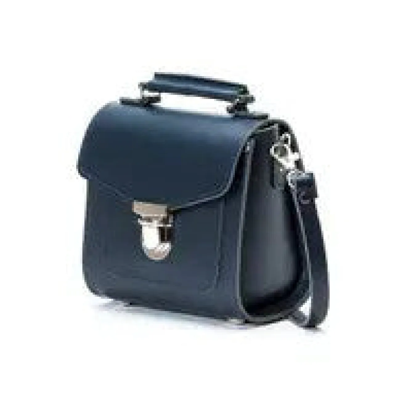 Zatchels Handmade Leather Sugarcube Plus Handbag - Navy- Bags