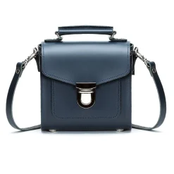 Zatchels Handmade Leather Sugarcube Plus Handbag - Navy- Bags