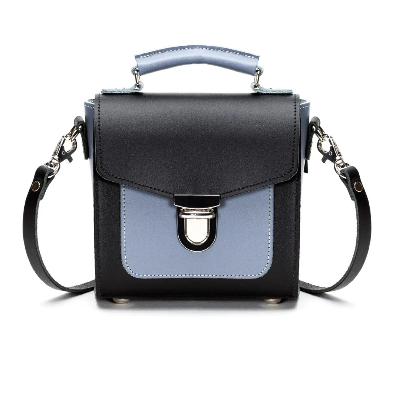 Zatchels Handmade Leather Sugarcube Blue Noir Small Handbag- Bags