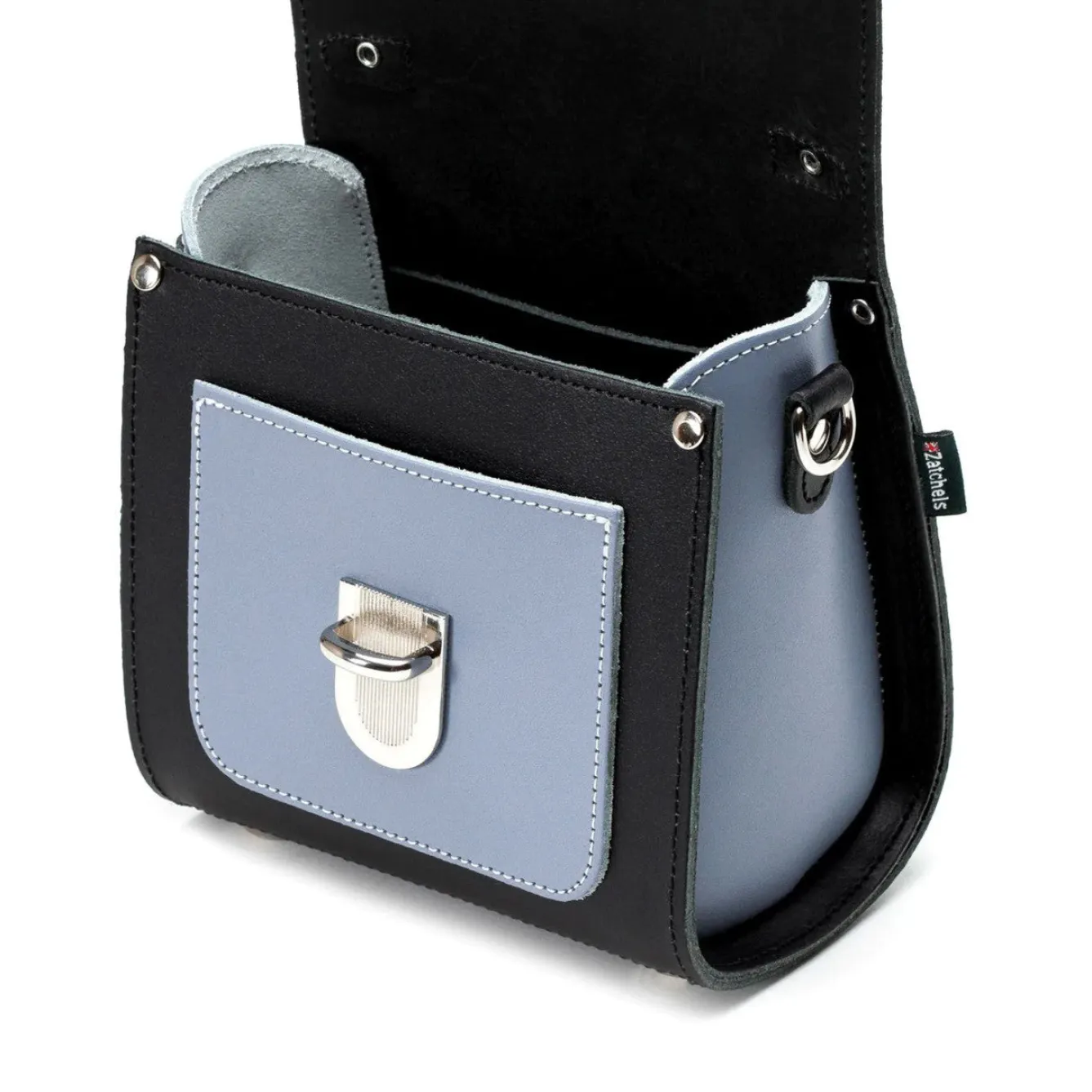 Zatchels Handmade Leather Sugarcube Blue Noir Small Handbag- Bags