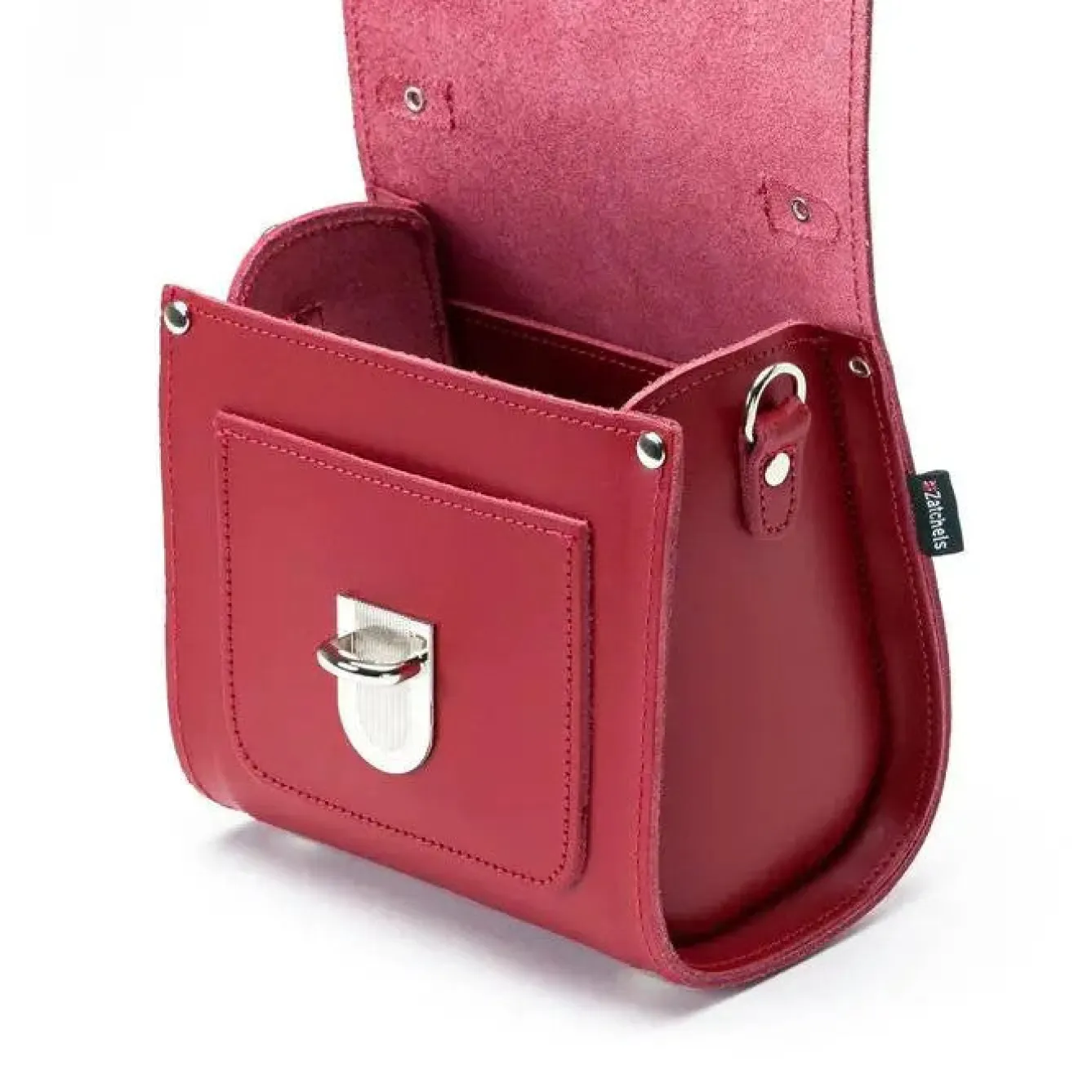Zatchels Handmade Leather Sugarcube Red Small Handbag- Bags