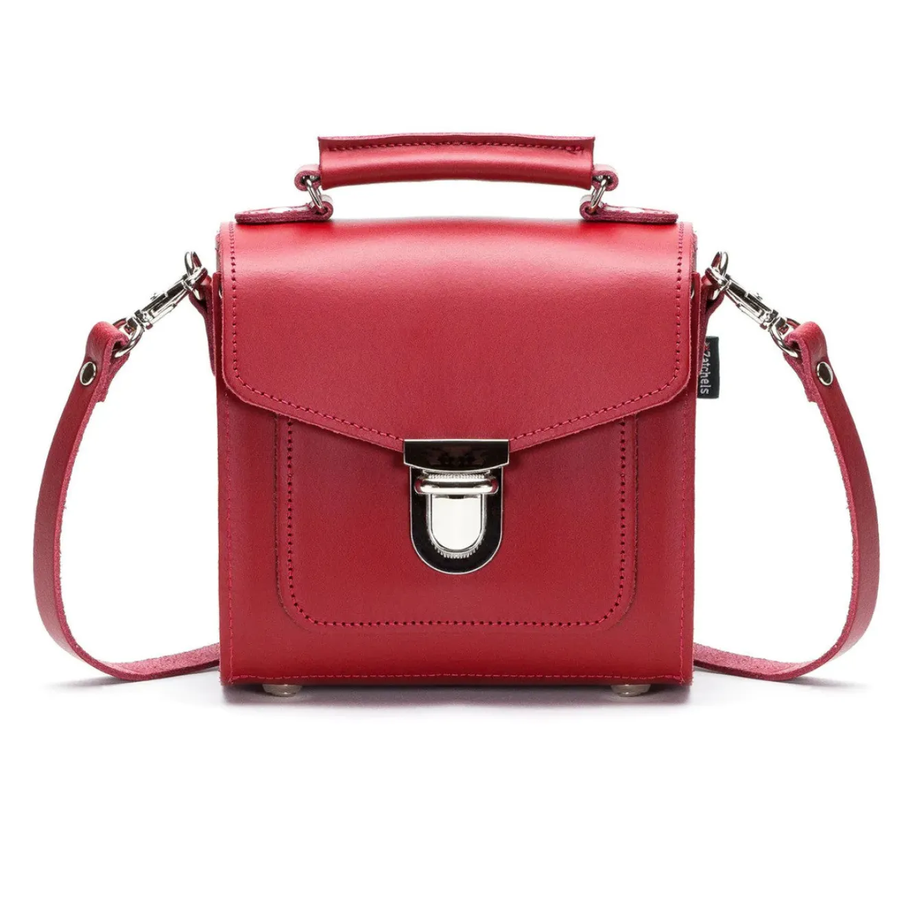 Zatchels Handmade Leather Sugarcube Plus Handbag - Red- Bags