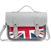 Zatchels Handmade Leather Union Jack Midi Satchel - Gray- Bags