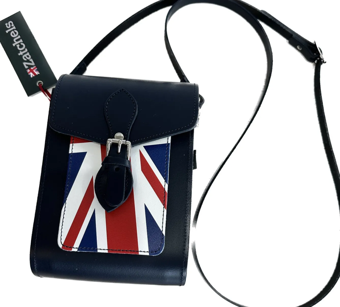 Zatchels Handmade Leather Union Jack Festival Bag - Navy- Bags