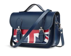 Zatchels Handmade Leather Union Jack Midi Satchel - Navy- Bags