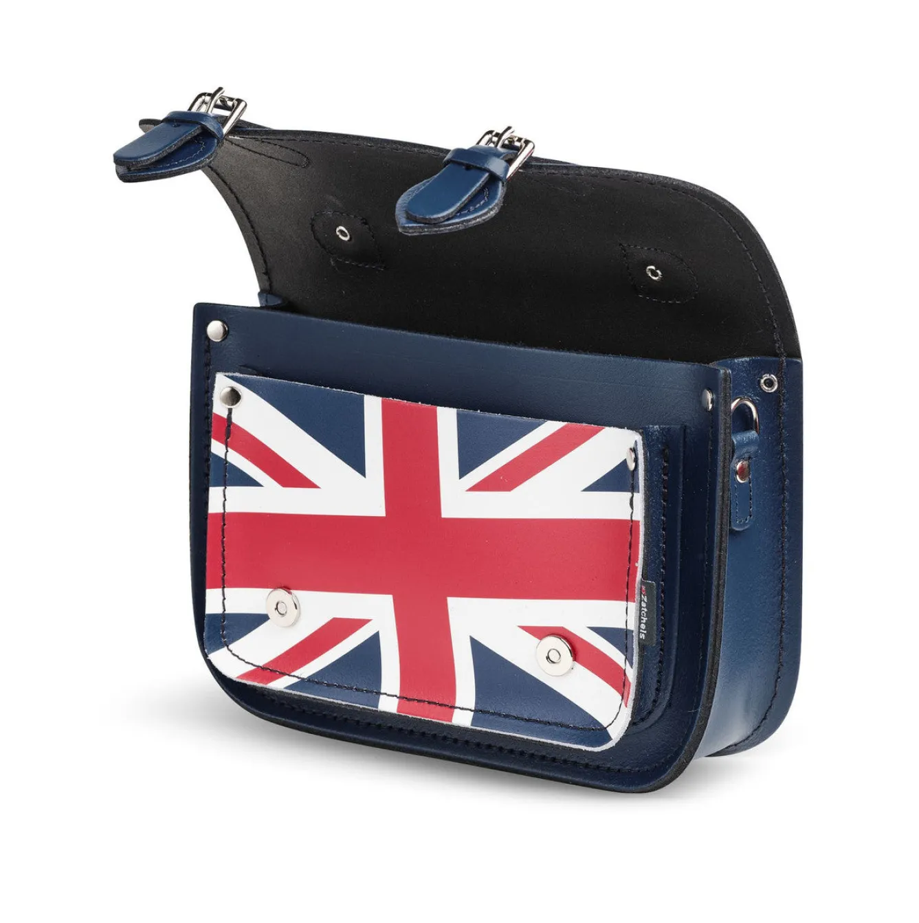 Zatchels Handmade Leather Union Jack Midi Satchel - Navy- Bags