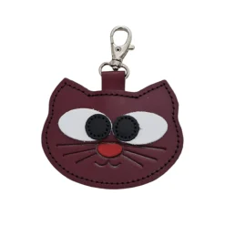 Zatchels Oxblood Colorful Cat Leather Bag Charm- Key Chains|Bags